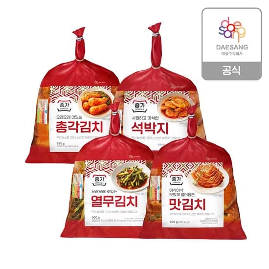 별미김치 4종 석박지 맛김치 열무김치 총각김치 2개 골라담기
