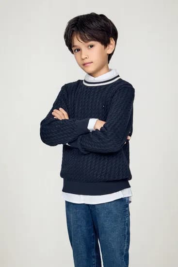 타미키즈 링거 케이블 스웨터