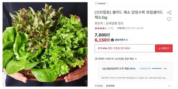 유럽샐러드 채소 1kg