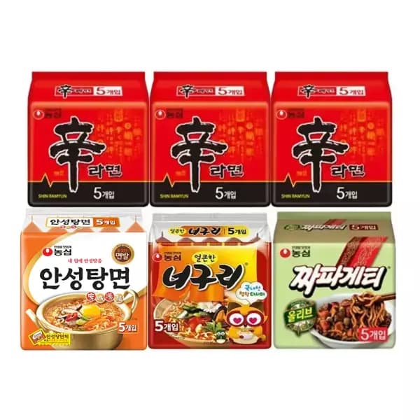 신라면 15 안성탕면 5 너구리 5 짜파게티 5 티멤버십