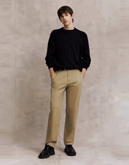 기모 테이퍼드핏 면바지