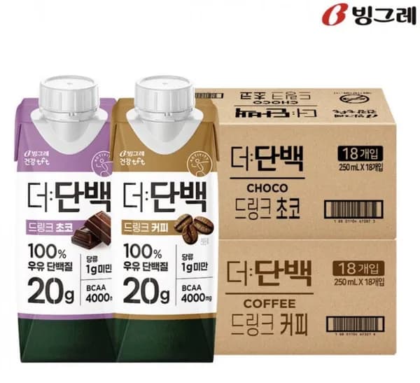 빙그레 더단백 프로틴드링크 초코 18팩 커피 18팩