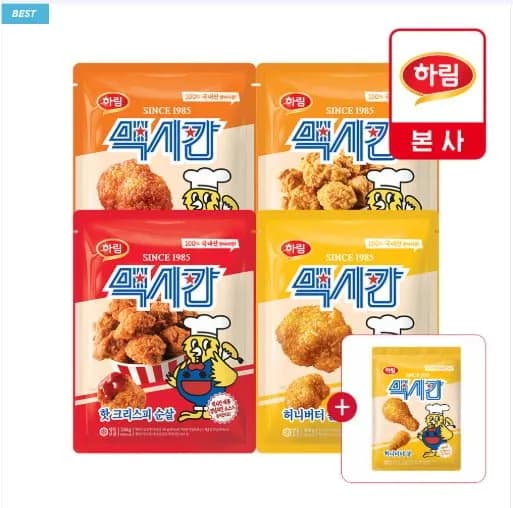 맥시칸 순살 치킨 4봉 크리스피 핫크리스피 허니버터 갈릭양념 증정 맥시칸 허니버터 봉 500