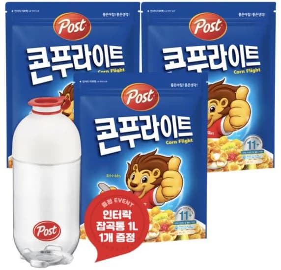 포스트 콘푸라이트 시리얼 600g 3개 인터락 잡곡통 1L