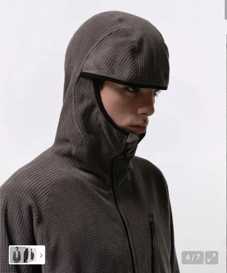 무신사 스탠다드 바라클라바 후디드 집업 머드그레이 블랙
