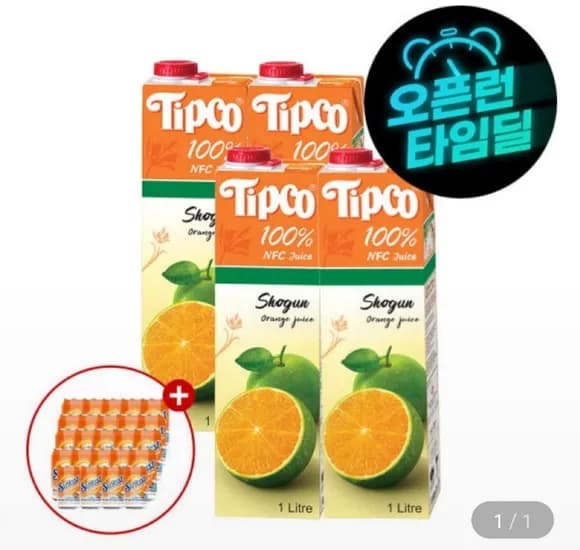 팁코 쇼군오렌지 1L 4개 썬키스트 소다 355ml 24입