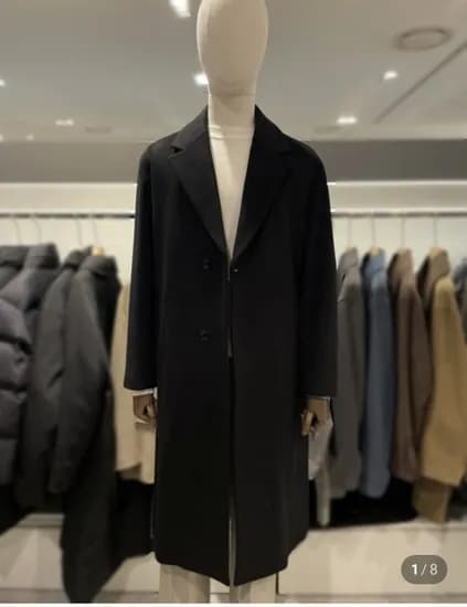 지이크 모 캐시미어 세미오버핏 블랙모직 코트