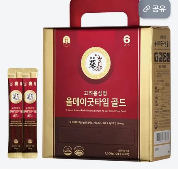 6년근 고려홍삼정 올데이굿타임 골드 홍삼스틱 10g 100포 지함