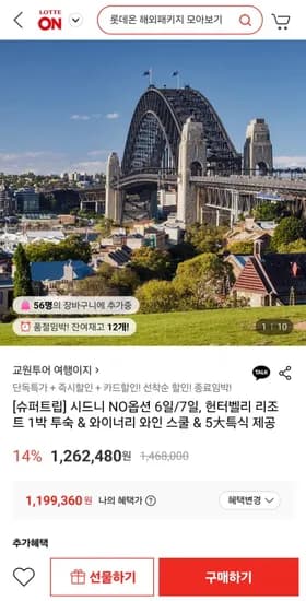 시드니 NO옵션 6일 7일