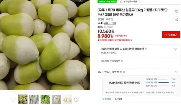 제주산 월동무 10kg