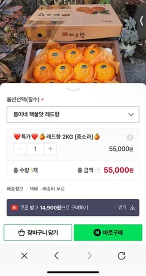 제주도 레드향 중소과 2kg