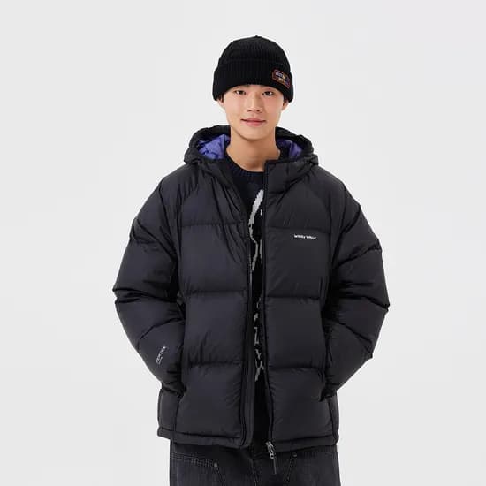 퍼텍스 립스탑 후드 다운 점퍼 블랙