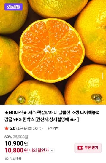 조생 타이벡농법 감귤 9kg 2L 한박스