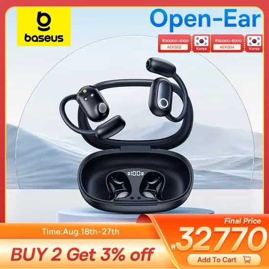 Baseus Eli Fit 오픈 이어 헤드폰 블루투스 5.3 무선 이어폰 4 마이크 ENC 스포츠 이어 버드