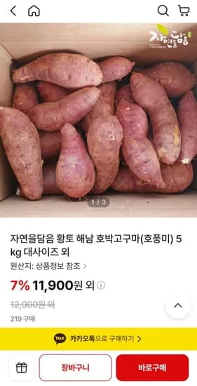 해남 호박고구마 대 5kg