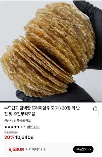 쥐포 대사이즈 20장