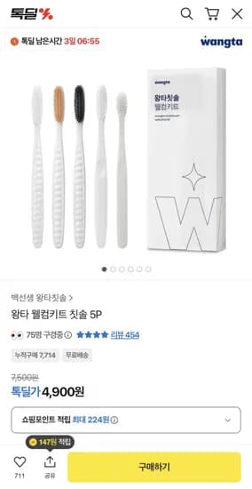 왕타 웰컴키트 칫솔 5P