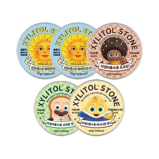 자일리톨스톤 페퍼민트 부스터70g 2개 + 초코맛+사과향+바나나향 60g 개씩 (22,865원/무료)1