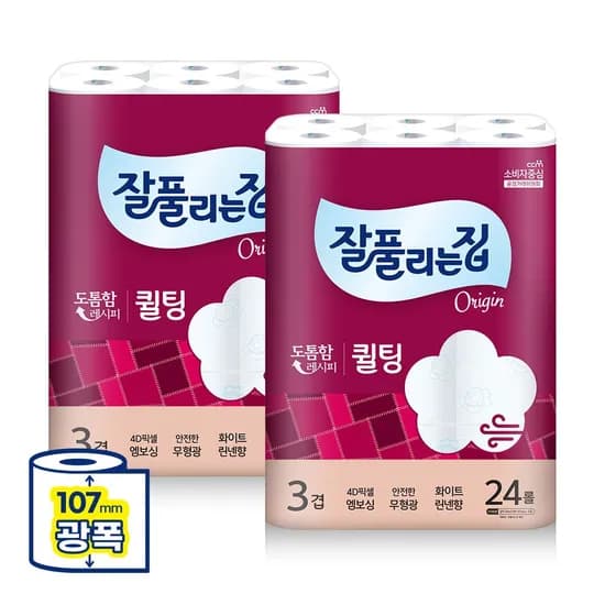 잘풀리는집 퀼팅 광폭 화장지 30m 24롤 x 2팩 (20,865원/무배)