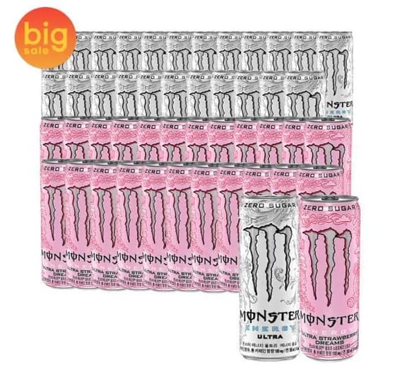 몬스터 에너지 울트라+스트로베리 355ml x48캔(각 24캔) (52,670원/무료)
