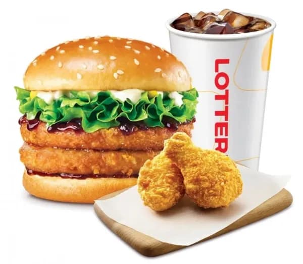 롯데리아 더블치킨버거 1인팩, 통다리 치킨버거 2인팩, 메가데이 인팩 (다양/무료)3