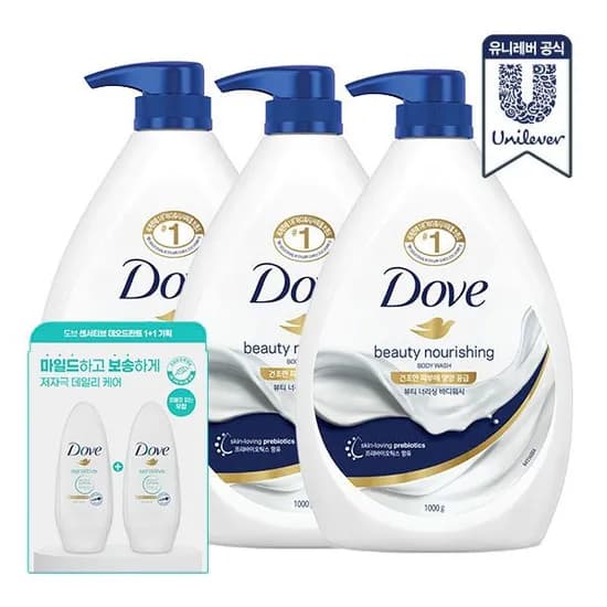 도브 바디워시 1L 개 + 데오드란트 롤온 타입 2개 (15,912원/무료)3