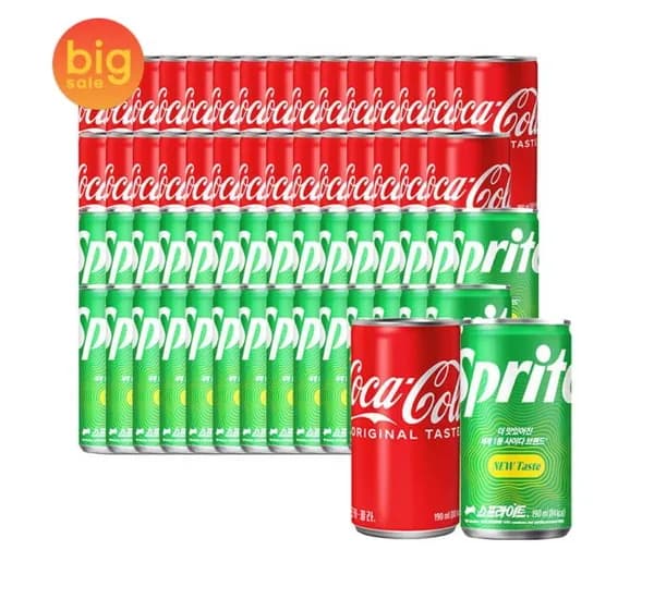 코카콜라+스프라이트_190ml 60캔 (각 30개) (1,250원/무료)2