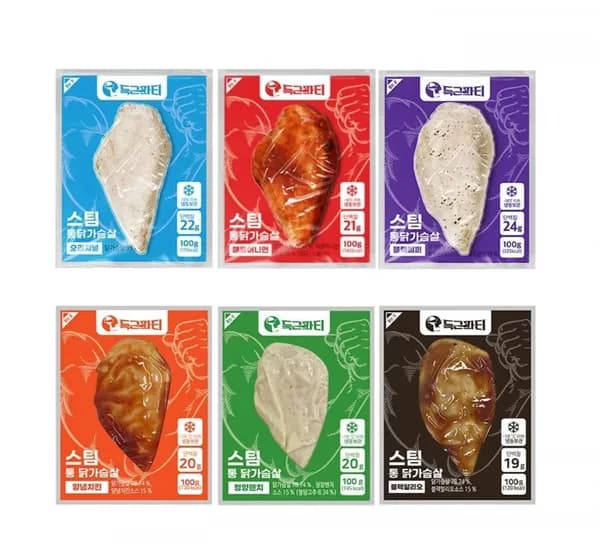 득근파티 촉촉 부드러운 통살 스팀닭가슴살 4팩 6가지맛 (23,660원/무배)2