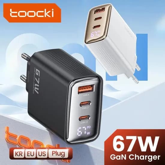Toocki 67W GaN USB C 충전기 디지털 디스플레이 65W 45W PPS PD QC4.0 맥북 노트북 아이패드 태블릿 아이폰 15 14용 빠른 충전 7,851원