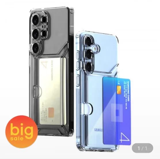 갤럭시 아이폰 2장 슬라이드 카드수납 투명케이스 1+1