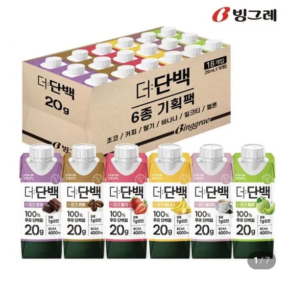 빙그레 더단백 250ml 6종 혼합 18개