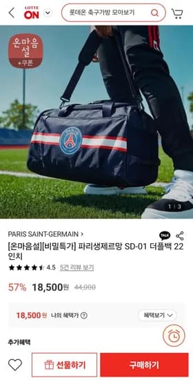 파리생제르망 SD-01 더플백 22인치 (18,500원/무료)