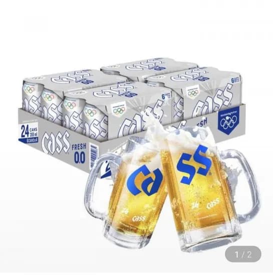 카스제로 (0.0) 논알콜 맥주맛 음료 355ml 24캔+동계올림픽 투게더 전용잔2개증정 (5,800원/무료)1