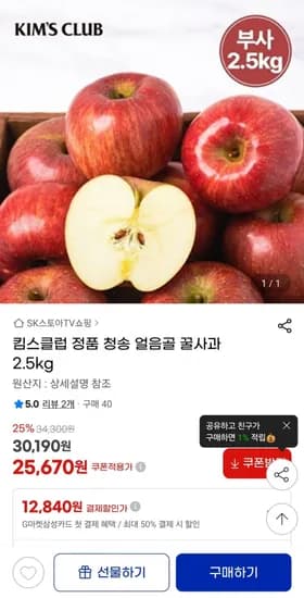 청송 얼음골 꿀사과 2.5kg