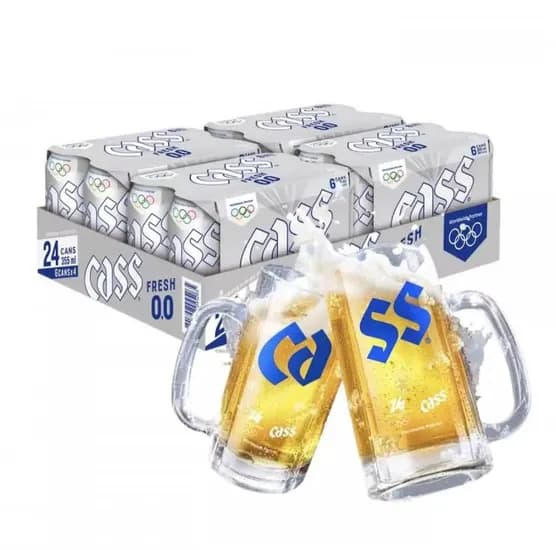 카스 제로 355ml 24캔 무알콜맥주 전용잔 2개 1개