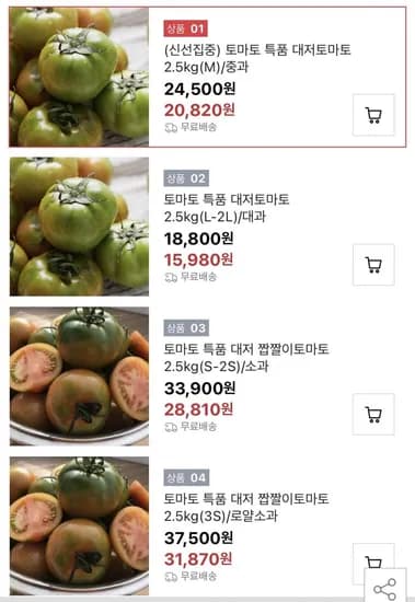 특품 대저토마토 2.5kg 중과 M