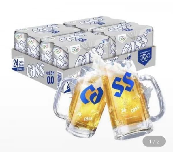 카스제로 논알콜 맥주맛 음료 355ml 24캔 올림픽 투게더 전용잔 2개