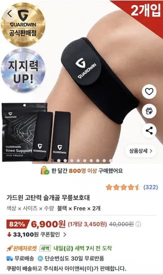 가드윈 고탄력 슬개골 무릎보호대