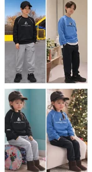 블랙야크키즈 맨투맨 티셔츠+조거팬츠 세트