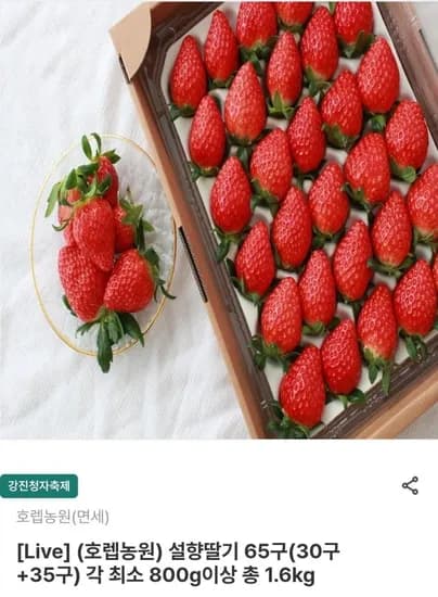 설향딸기 65구 30구 35구 1.6kg