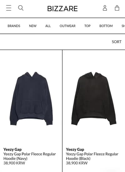 이지갭 후드티셔츠 (38,900원/3,000원)