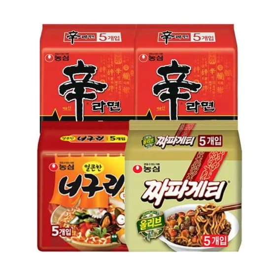 신라면 10입 + 너구리 5입 + 짜파게티 5입 (총 20봉)(14,260/무료)