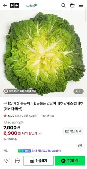국내산 제철 봄동 2kg