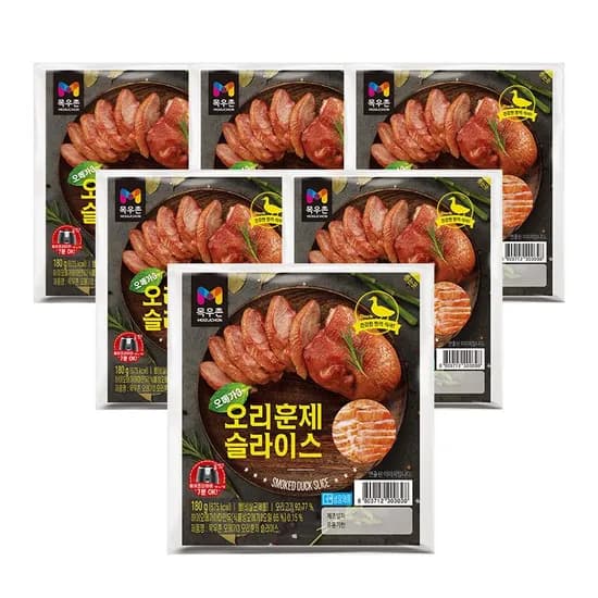 목우촌 오메가3첨가 오리훈제 슬라이스 180g 6개 (18,900원/무료)