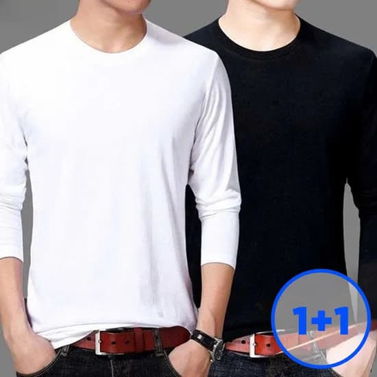 1+1 남녀공용 순면 무지 긴팔티 (9,900원/무배)