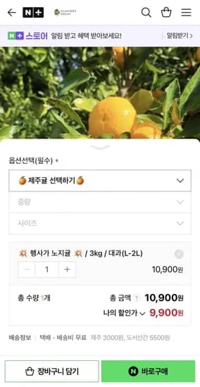 제주도 노지귤 3kg (9,900원/무배)