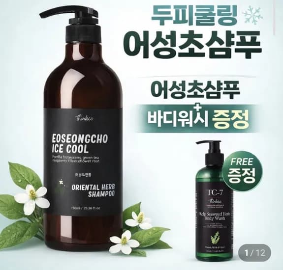 띵코 어성초 아이스 쿨 샴푸 750ml + 바디워시 500ml 증정 (8,990원/무료)