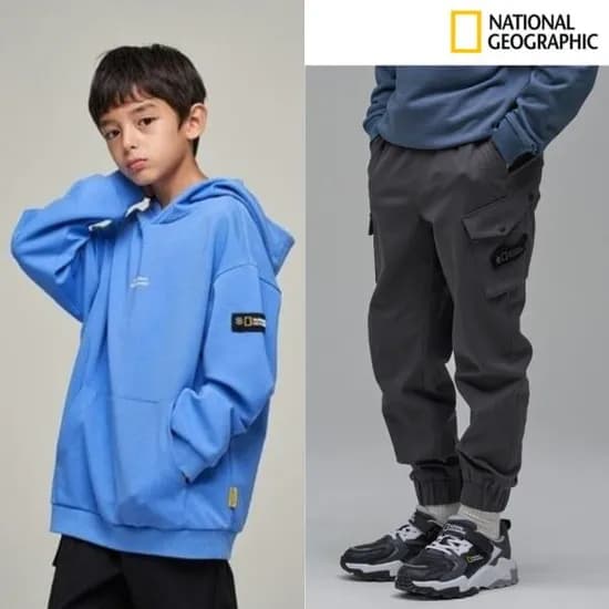 내셔널지오그래픽키즈(이월(백)) 아웃도어 키즈 후드 티셔츠 / 키즈 카고 조거 팬츠(36,500/무료)