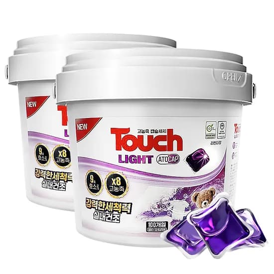 터치 라이트 라벤더 아토캡 캡슐세탁세제 8g 100개입+100개입 (11,900원/무료)