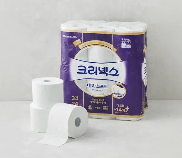 네이버쇼핑라이브) 크리넥스 데코소프트 34m x24롤x2팩 체감가 28220원/무배 (그외 다수)